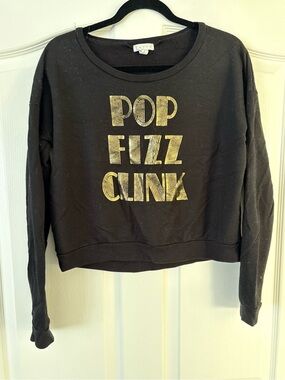 Leith Pop Fizz Clink Black Gold Graphic Sweatshirt Size Large